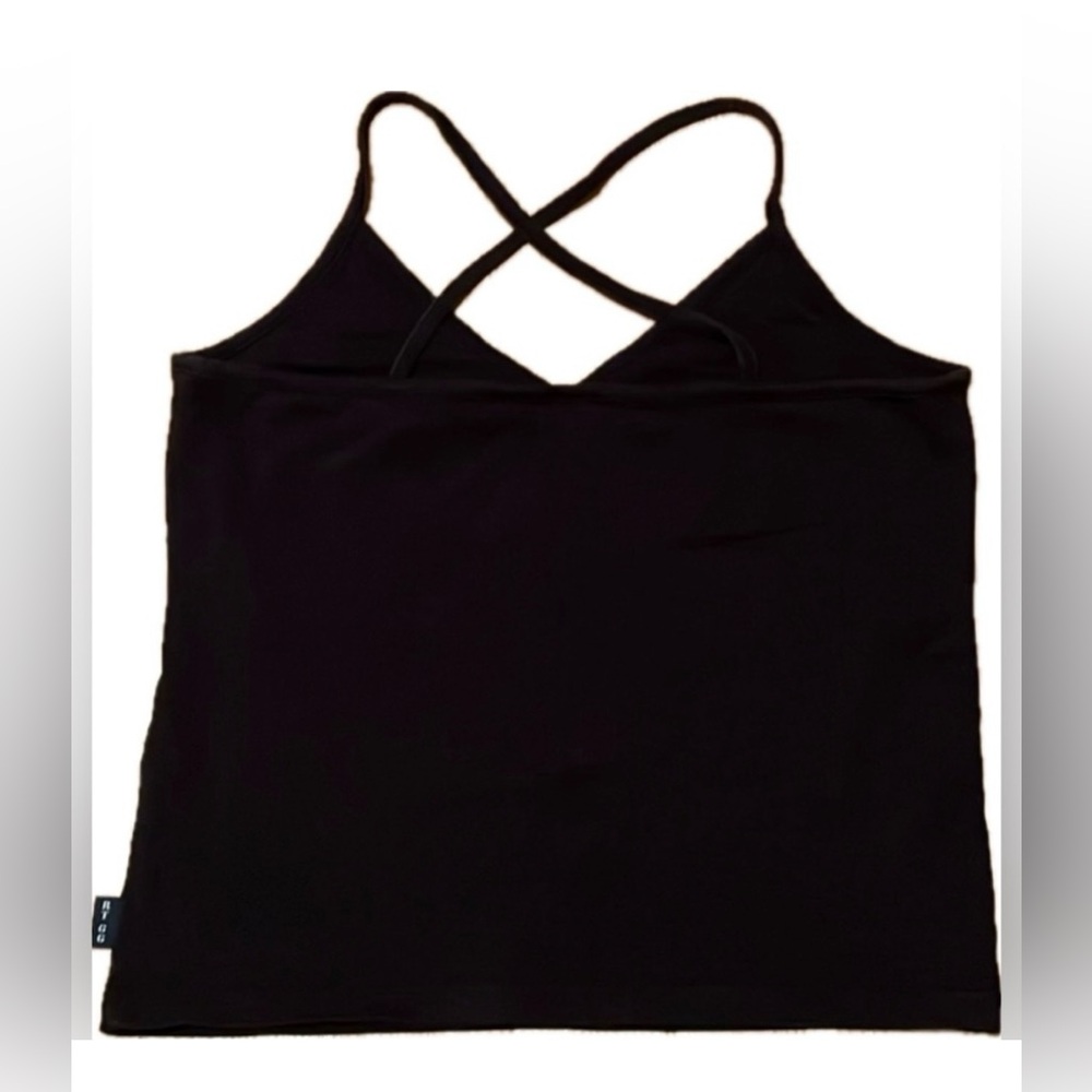 Route 66 Vintage Black Cross-Back Tank Top, built in bra. Women’s size Large.